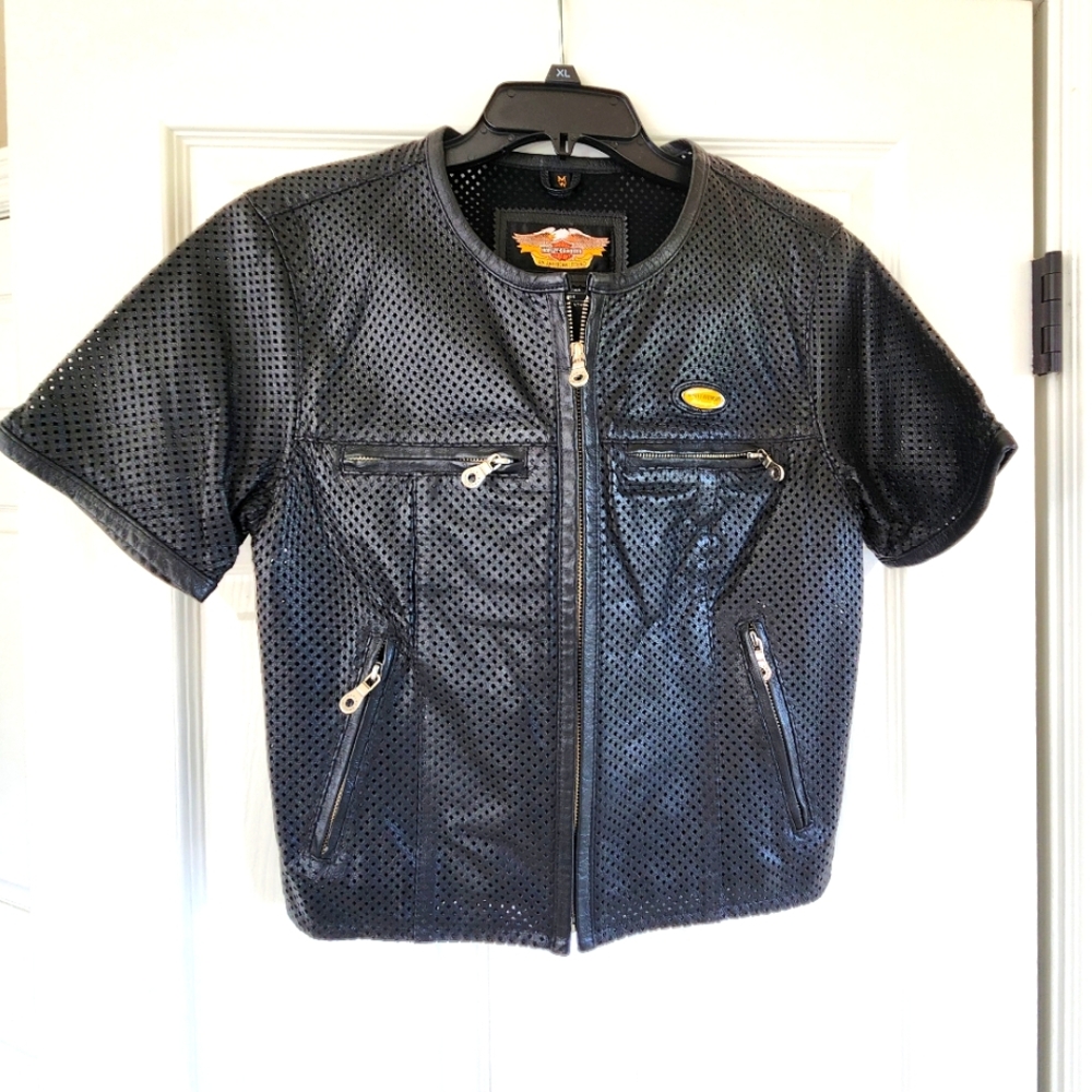 Harley-Davidson Black Short-Sleeve Leather Jacket